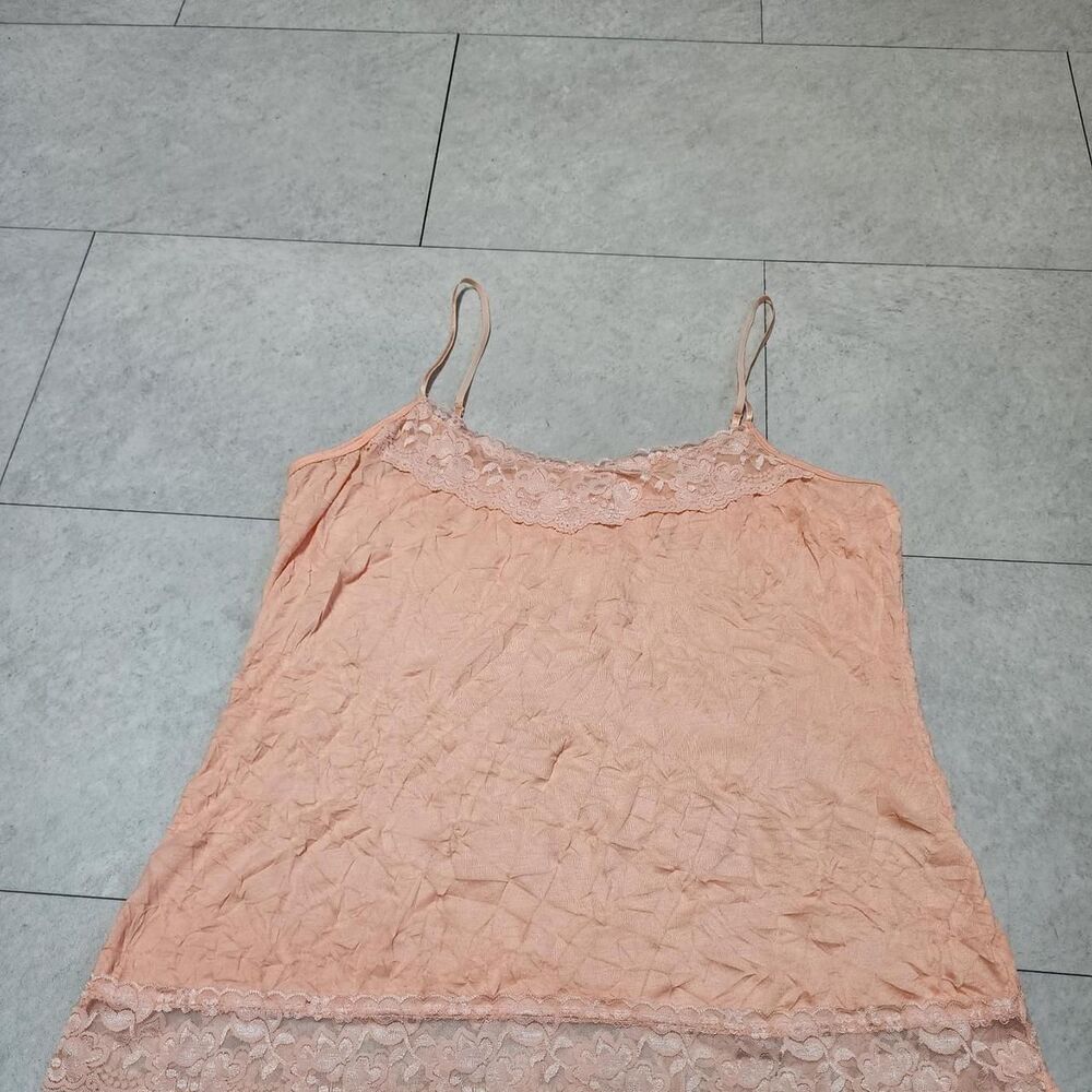 Maurices peach pink orange lace crinkle cami top Size XXL Summer Festival Y2K